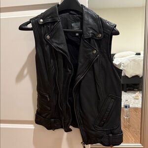 Saks Fifth Avenue Black Leather Vest